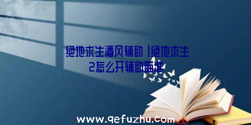 「绝地求生清风辅助」|绝地求生2怎么开辅助瞄准